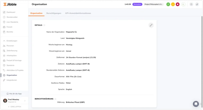 Organization settings